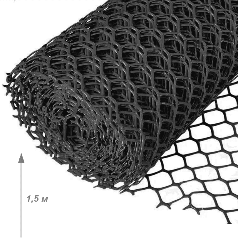 Сітка пластикова вольєрна чорна 20х20мм/2,20мм 1,50м/30,00м